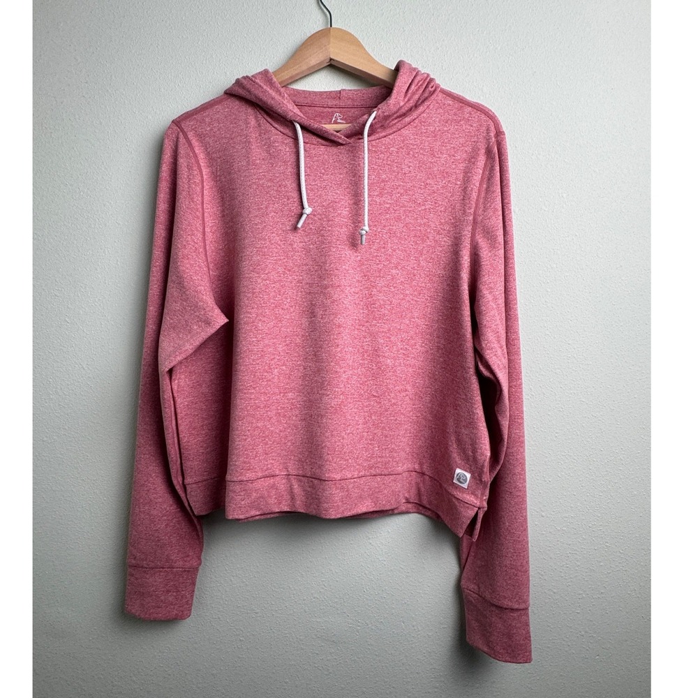 Rhoback Tempo Performance Cropped Hoodie Heather Pink Large